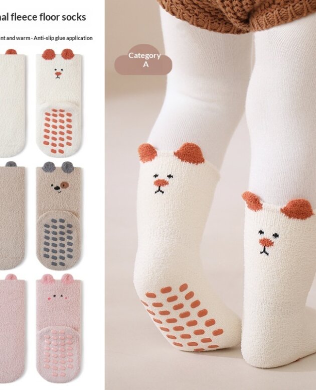 Learning Socks Cartoon Home Socks Children Fleece-lined