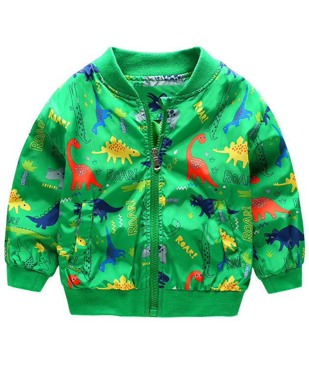 Boys stand collar dinosaur jacket