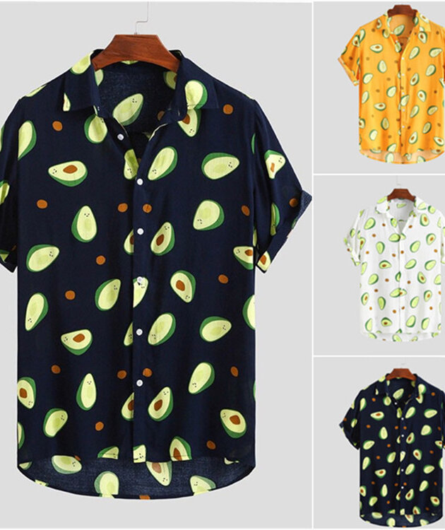 Printed beachwear avocado men's short sleeve