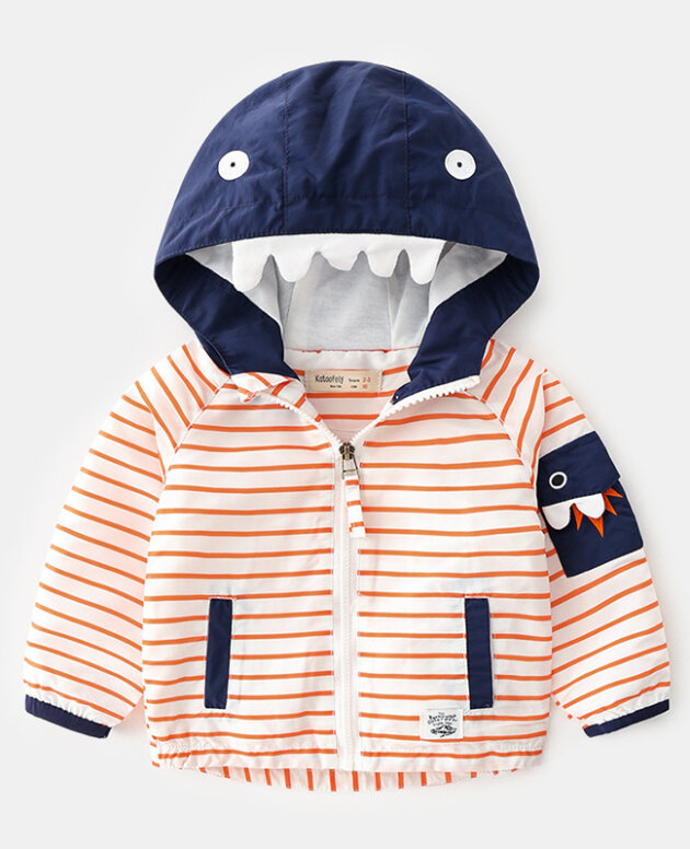 Boys Children's Striped Trendy Monster Jacket Hoodie