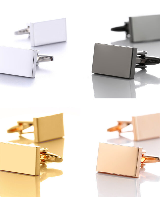 Plain Metal Rectangular Cufflinks High Quality Cufflinks