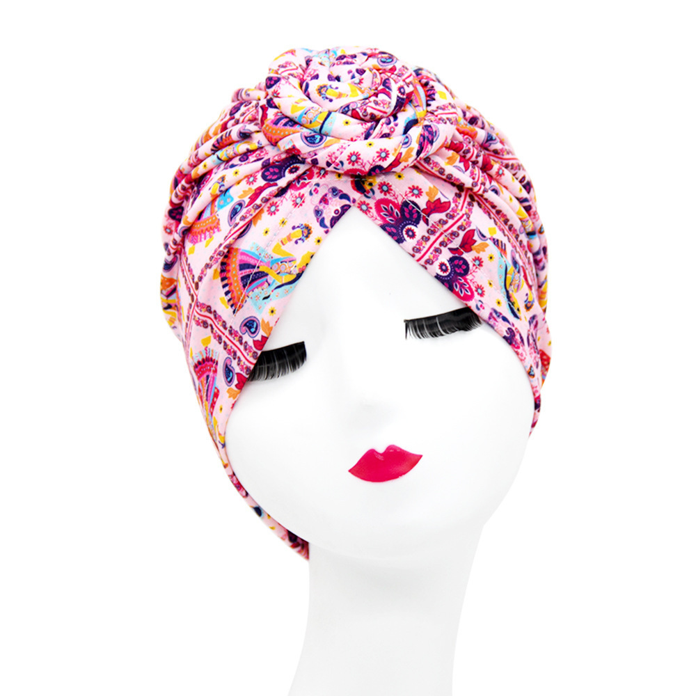 European And American Popular Retro Turban Hats African Handmade Spiral Flower Hats Bohemian Fashion Hats - Image 2