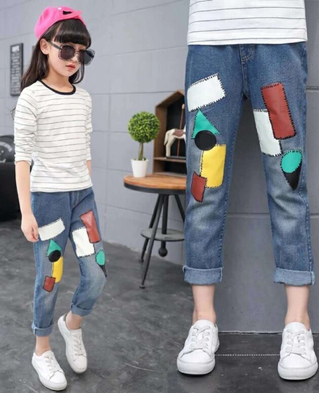 Spring And Autumn Girls Jeans Pants Girls Loose Jeans Pants
