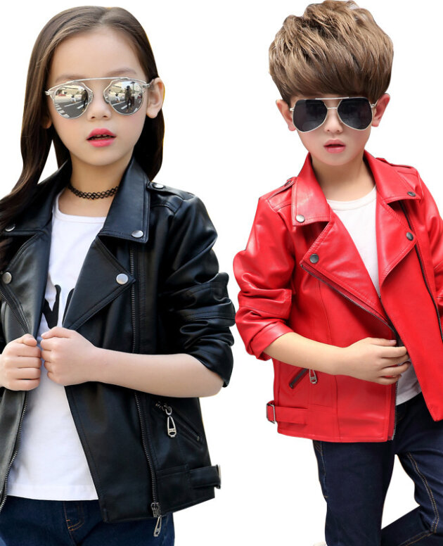 Girls And Boys Korean Children's Leather Jackets