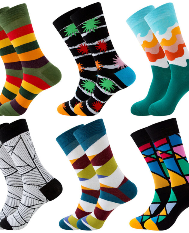 Striped Men's Socks Square Tube Socks Wave Women's Socks