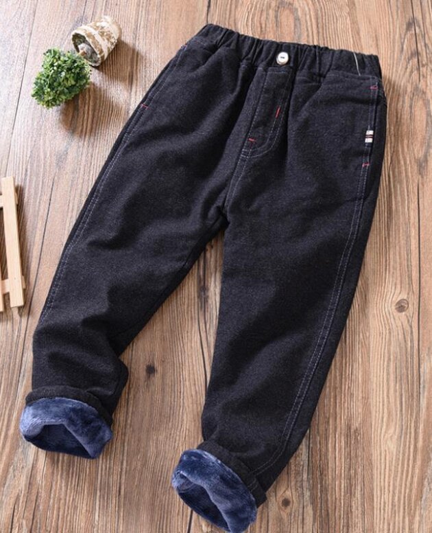 Boys' Casual Pants Korean Winter Long Pants, Big Kids Plus Cashmere Pants Trend