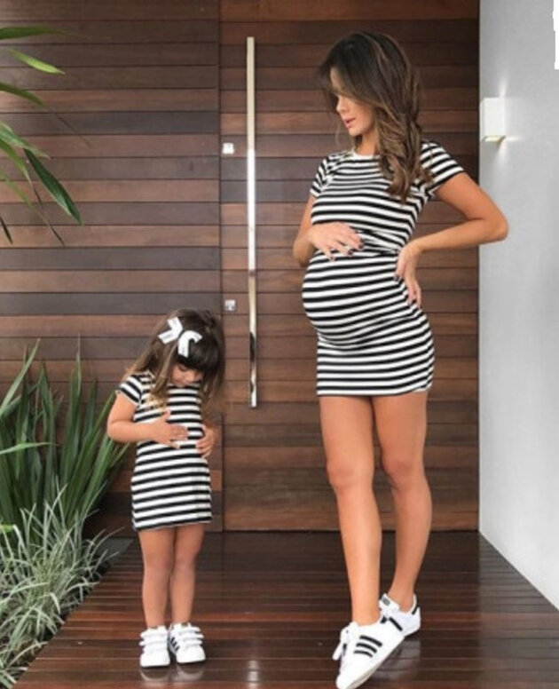 Striped parent-child dress