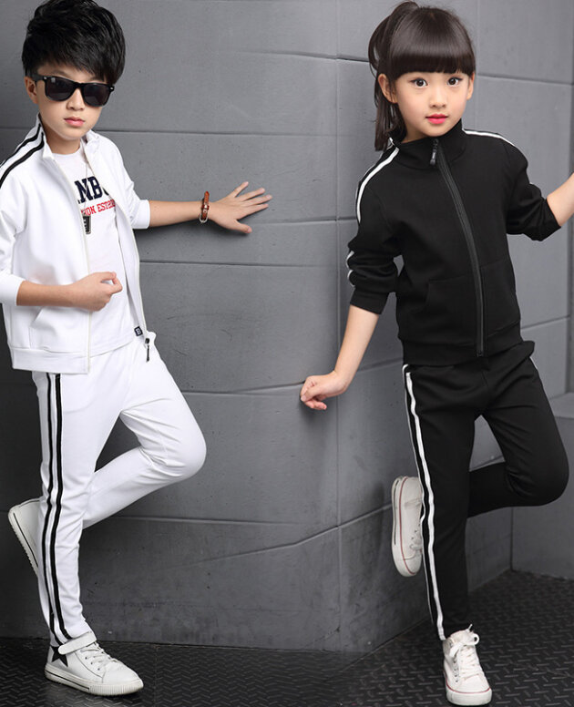 Men's and girls' suits new white sportswear