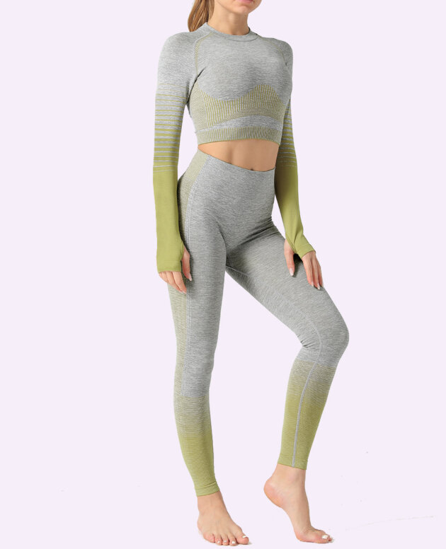 LANTECH Women Yoga Sets Gym Fitness Athletic 2 Pcs Sports Suits Set Pants Leggings Sportswear Leggings Seamless Sports Shirts