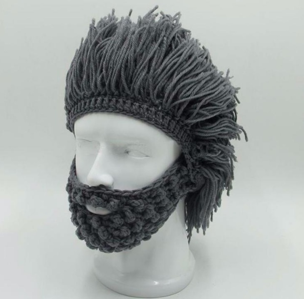 Halloween party spoof knit wool hats handmade beard men and women wig hats - Image 6