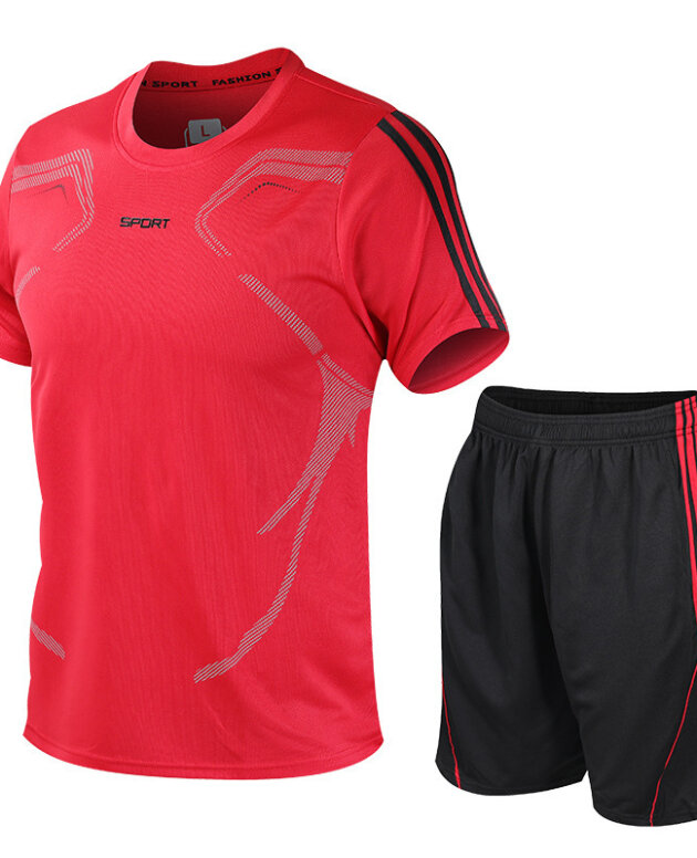 Men's Sets Summer Sportswear T-Shirts And Shorts Track Suit Big Size M To 5XL Reach For Weight 105kg