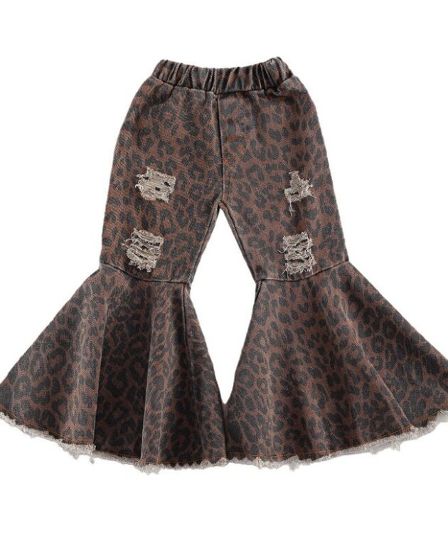 Girls leopard-print flared pants