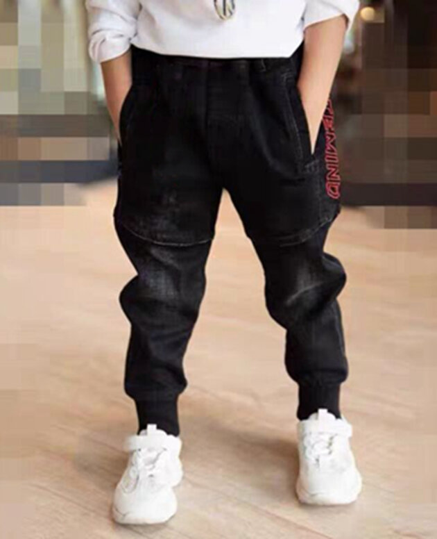 Kids Black Jeans Single Pants Spring And Autumn Boys Pants