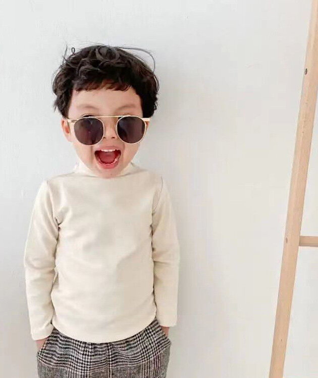 Autumn Winter Long Sleeve T-shirts For Boys And Girls And Cashmere Warm Tops