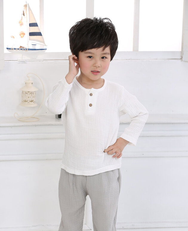 Boys' Short-sleeved Cotton And Linen T-shirts For Children's Tops