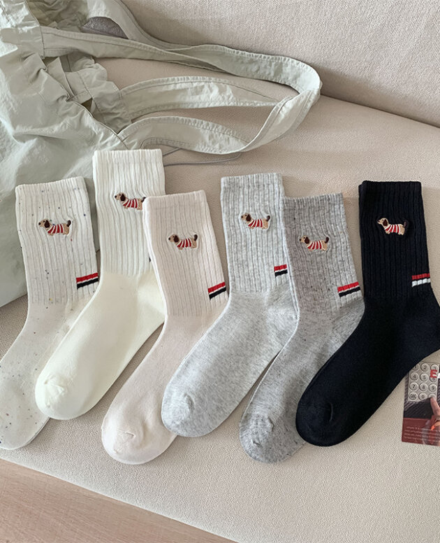 Personality Puppy Embroidered Socks Children