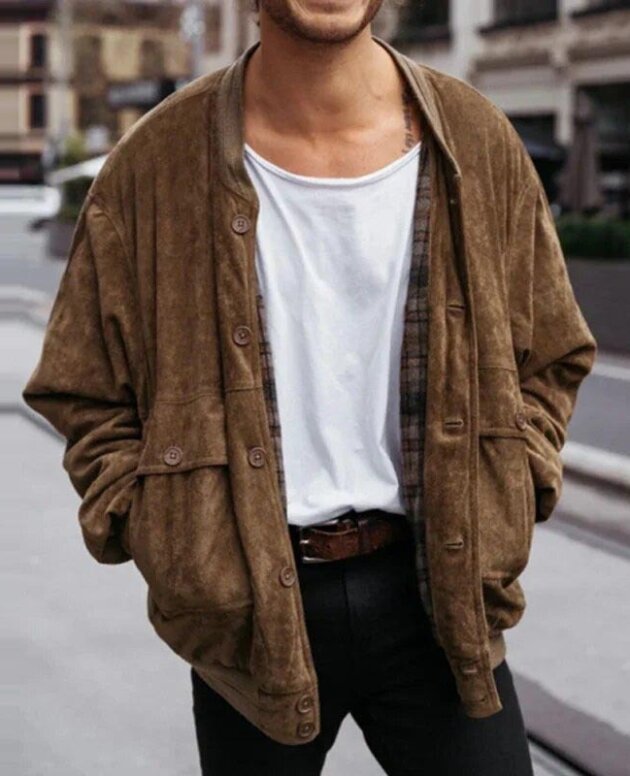 Maillard Suede Coat Men's Solid Color Casual Men's Jackets