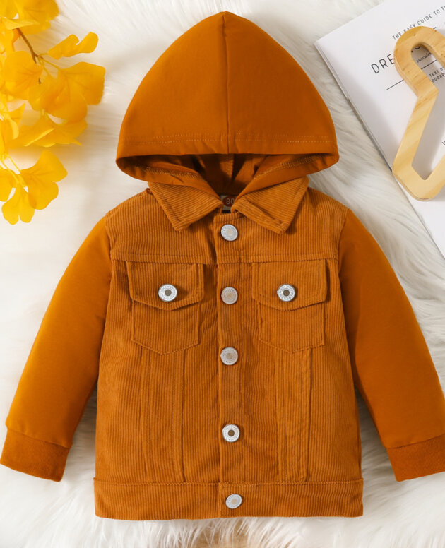 Boys' Corduroy Long-sleeved Double-Pocket Jacket