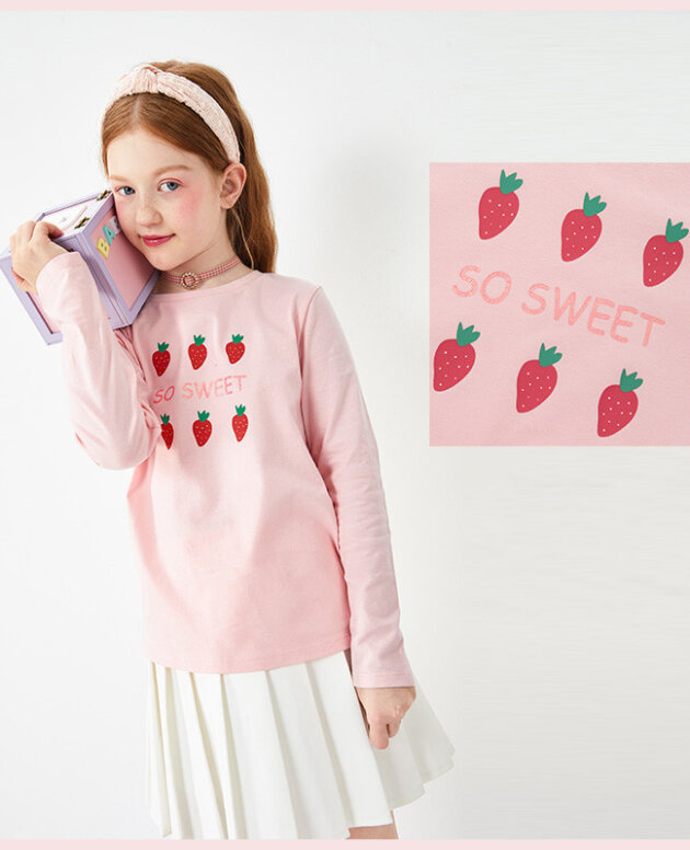 Children's Clothing Girls T-shirts Long-sleeved Girls Big Kids Sweet Cotton Bottoming Shirt