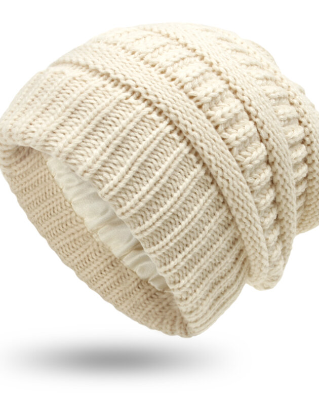 Hats Women's Protective Hairstyles, Warm Woolen Knit Satin Hats