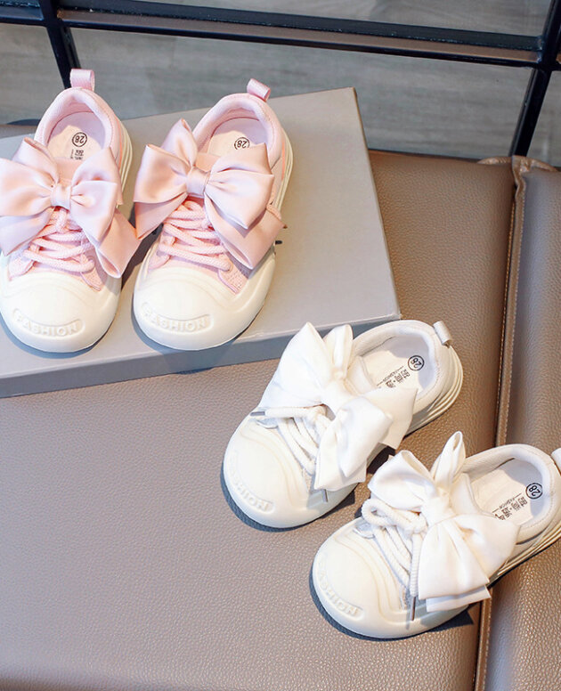 Autumn New Little Girl Non-slip Sneakers Bow Anti-kick Children Soft Sole