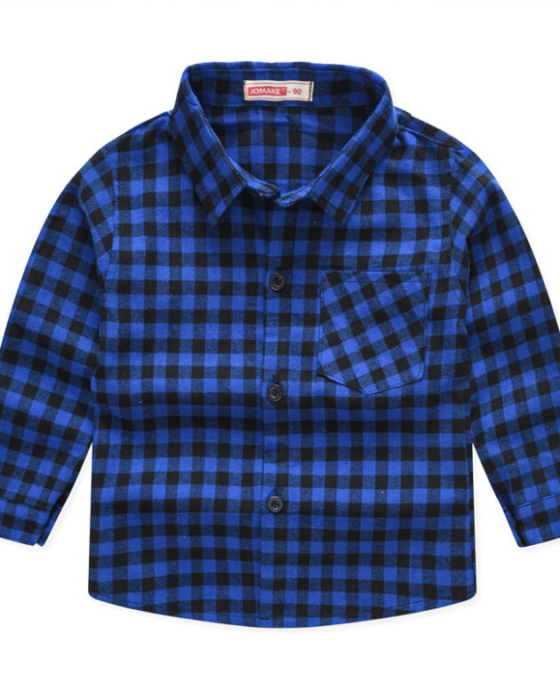 Boys And Girls Plaid Shirts Handsome Tops For Middle And Small Children