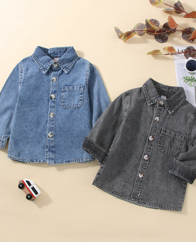 Boys' Non-hooded Single-breasted Denim Jacket