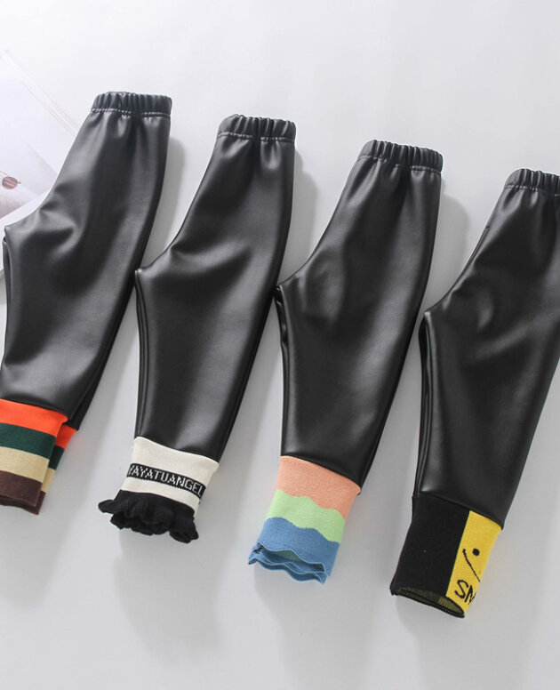 Girls' Warm Bottomed Leather Pants