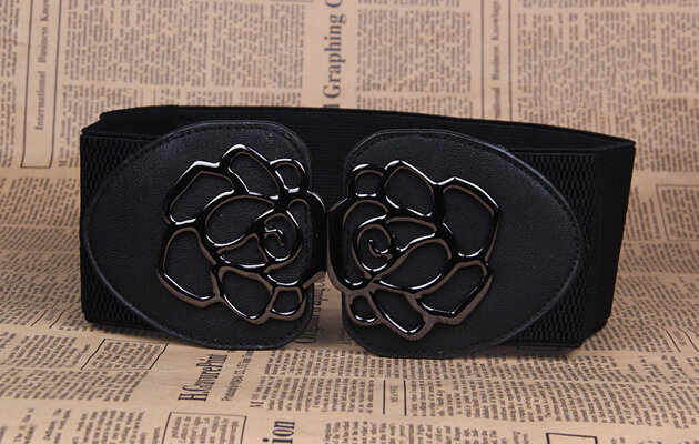 3 Women's Belts Elastic Belts Belts Rose Buckle Belts Tight Belts