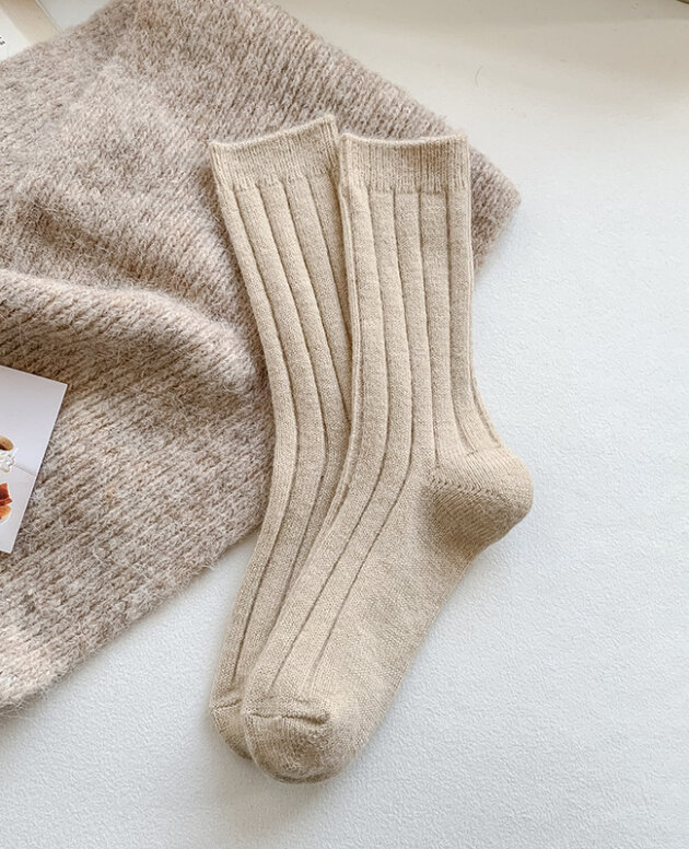 Solid Color Wool Socks Children